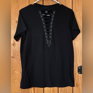 Forever 21 Black V Neck Top with Laces